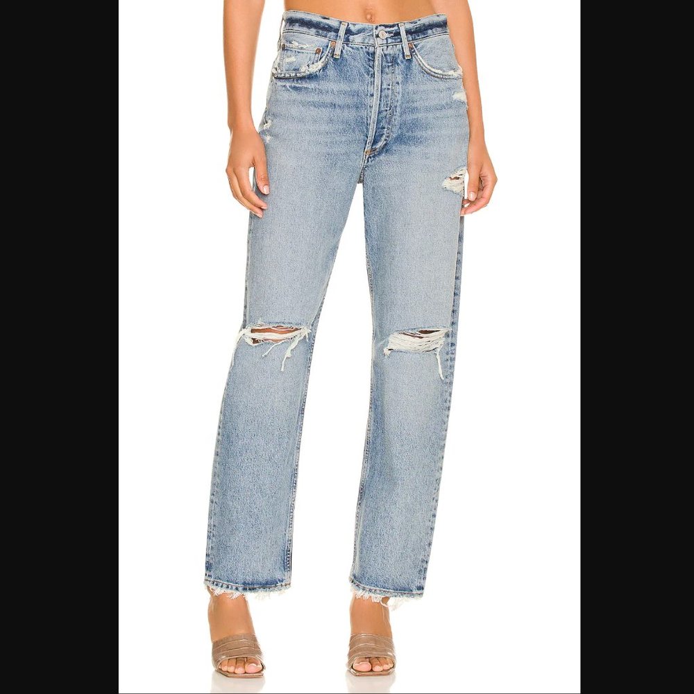 AGOLDE 90's Mid Rise Loose Distressed Jeans in Isolate